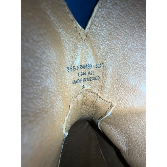 Frye Billy Short Cowboy Boots 7" Shaft Womens 8.5 Black Pebbled Leather Pull On - Picture 8 of 10